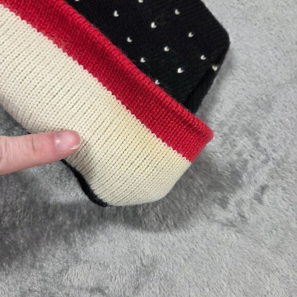 Vintage Stowe Woolens Hat One Size Black Fair Isle Wool Snowflake Knit Beanie - Picture 6 of 9